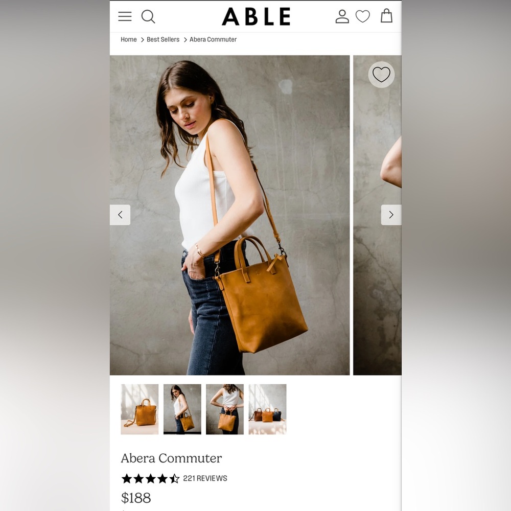 Able Tan Leather Shoulder Bag